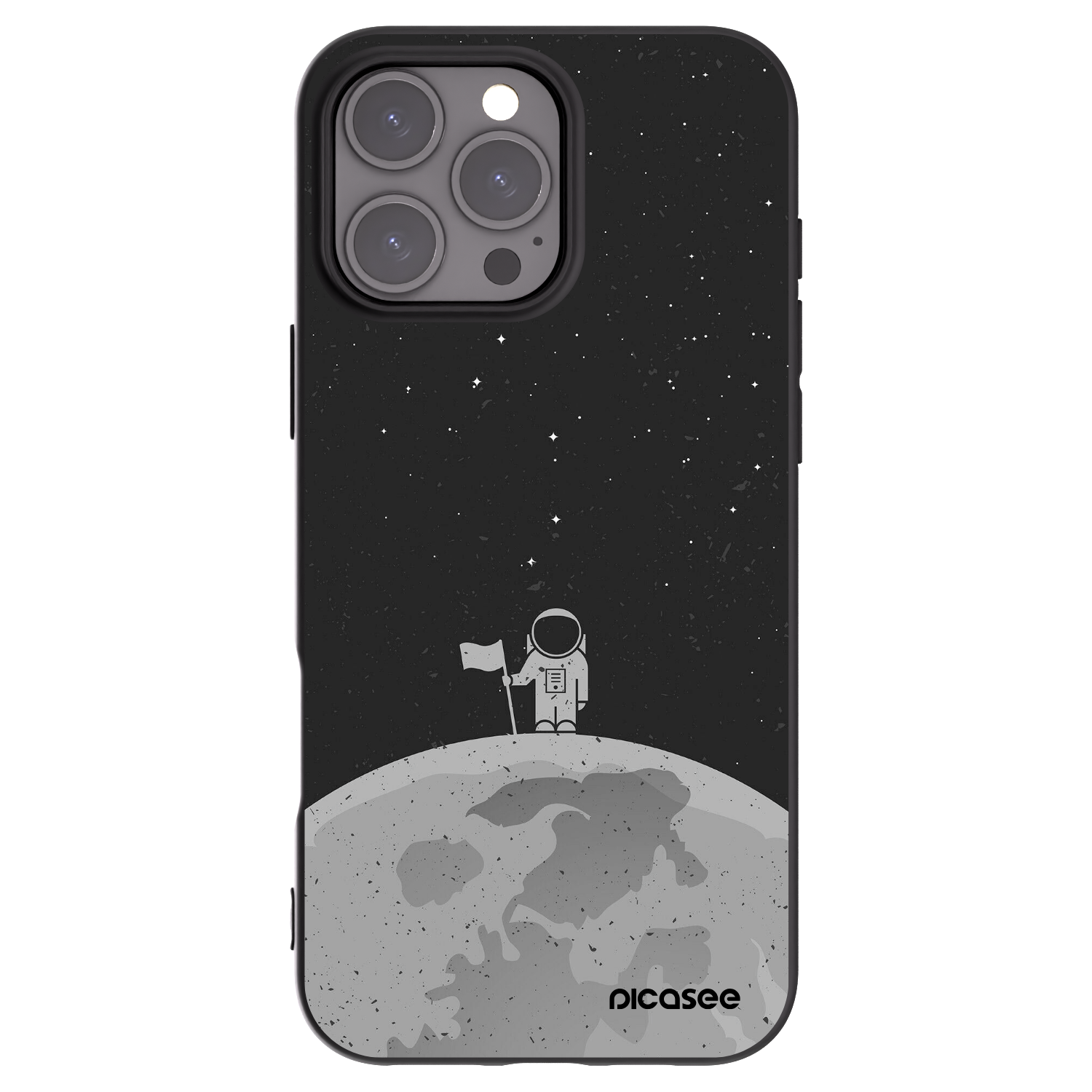 Picasee Μαύρη θήκη σιλικόνης για Apple iPhone 16 Pro Max - Astronaut