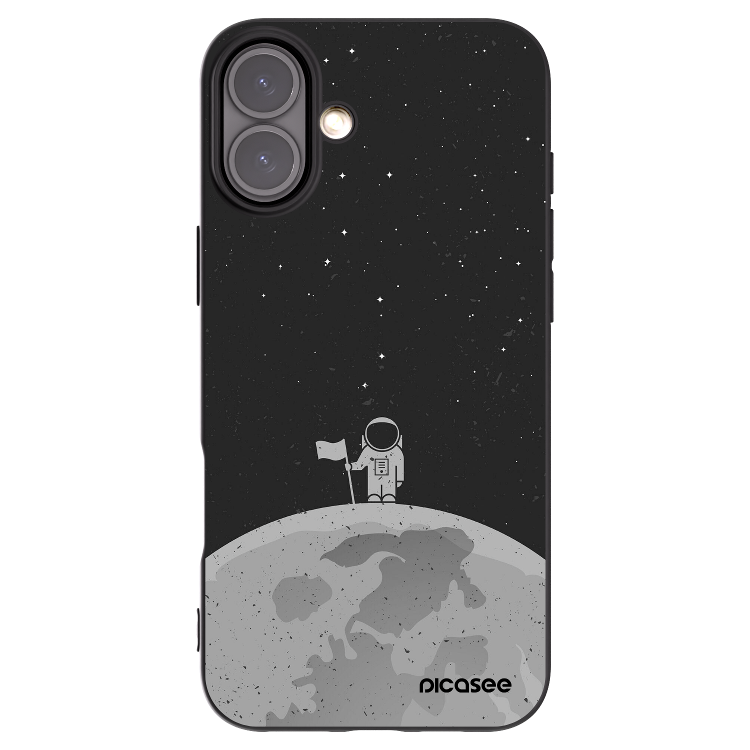 Picasee Μαύρη θήκη σιλικόνης για Apple iPhone 16 Plus - Astronaut
