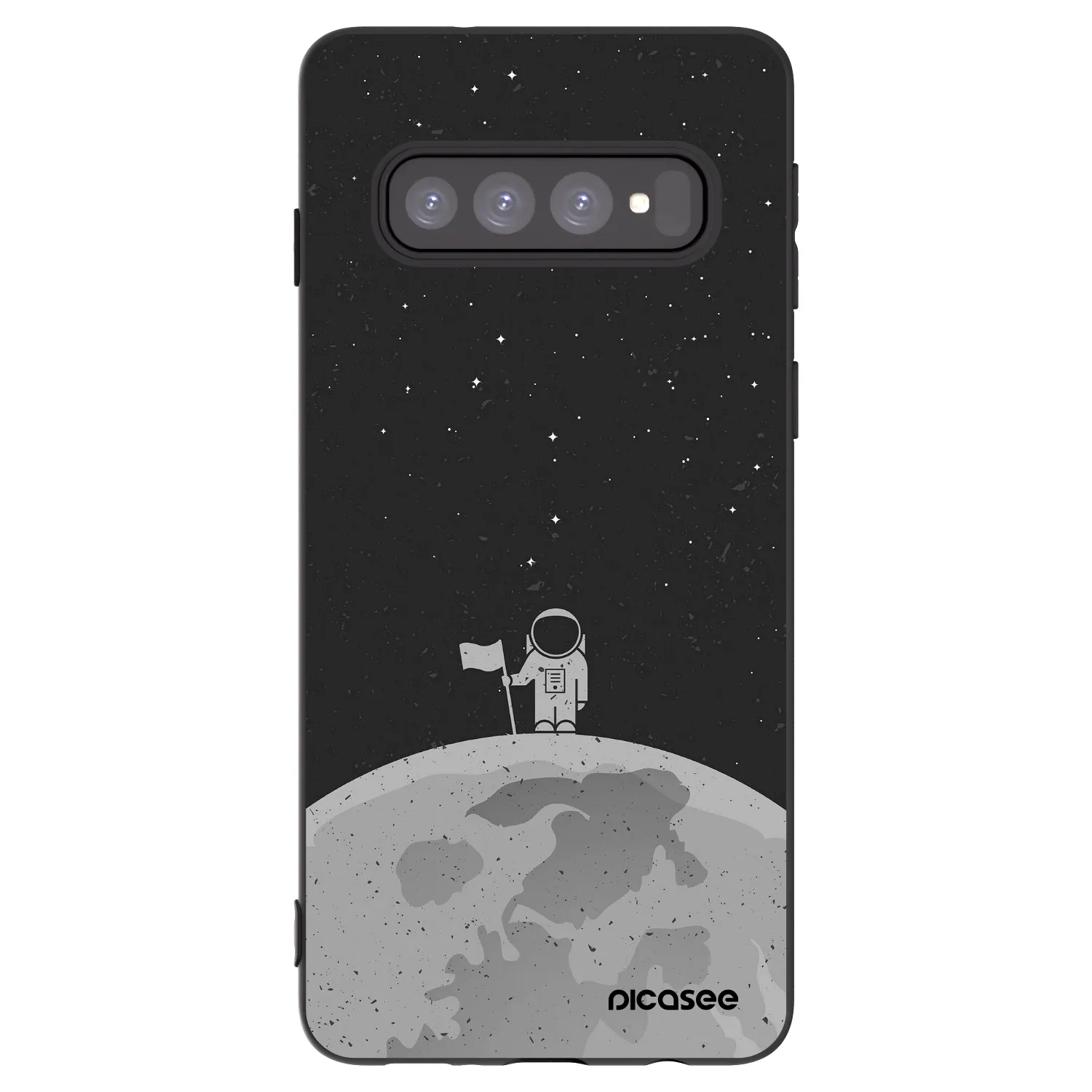 Picasee Μαύρη θήκη σιλικόνης για Samsung Galaxy S10 G973 - Astronaut
