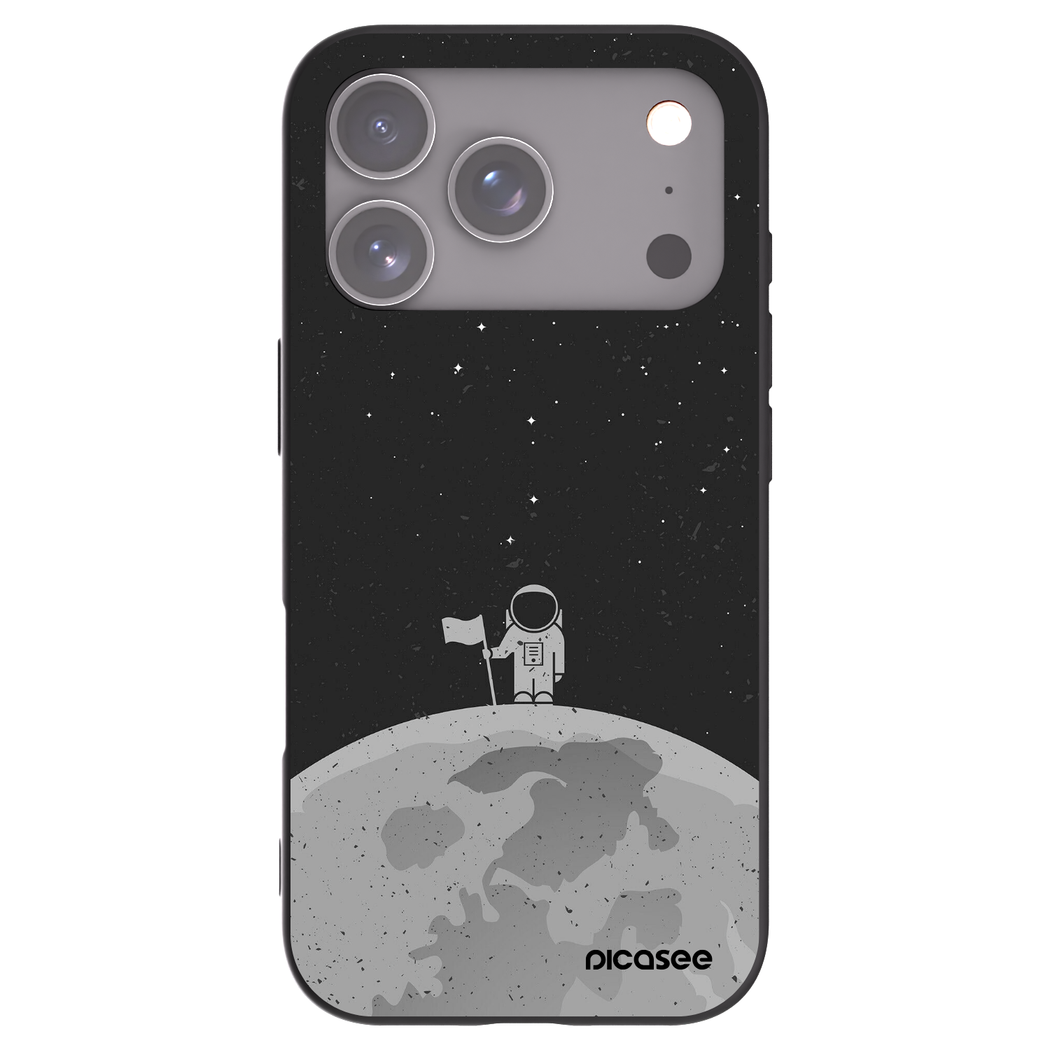 Picasee Μαύρη θήκη σιλικόνης για Apple iPhone 17 Pro - Astronaut