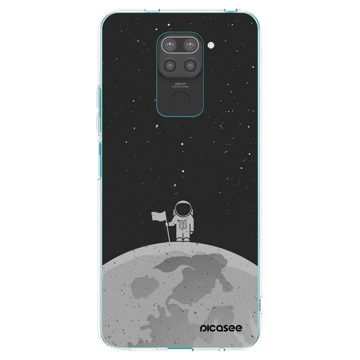 Picasee Μαύρη θήκη σιλικόνης για Xiaomi Redmi Note 9 - Astronaut