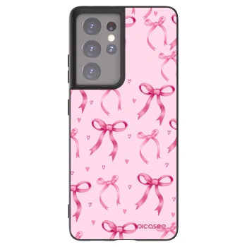 Picasee Μαύρη θήκη σιλικόνης για Samsung Galaxy S21 Ultra 5G G998B - Bow Aesthetic