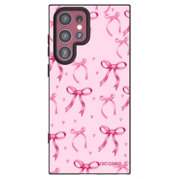 Picasee Μαύρη θήκη σιλικόνης για Samsung Galaxy S22 Ultra 5G - Bow Aesthetic