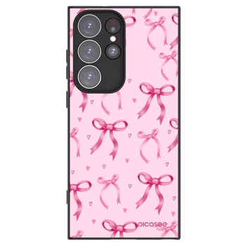 Picasee Μαύρη θήκη σιλικόνης για Samsung Galaxy S23 Ultra 5G - Bow Aesthetic