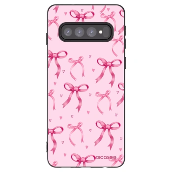 Picasee Μαύρη θήκη σιλικόνης για Samsung Galaxy S10 G973 - Bow Aesthetic