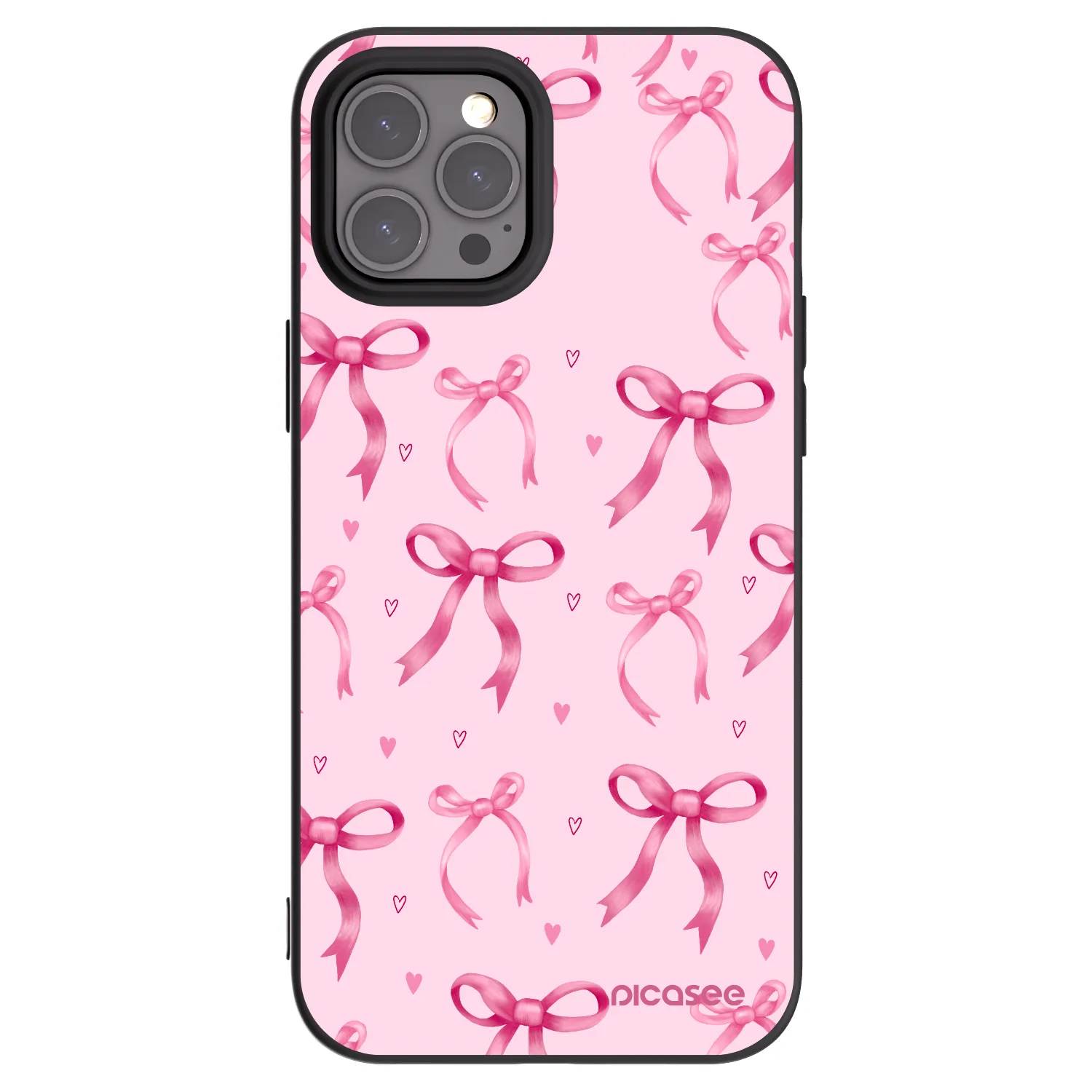 Picasee Μαύρη θήκη σιλικόνης για Apple iPhone 12 Pro Max - Bow Aesthetic