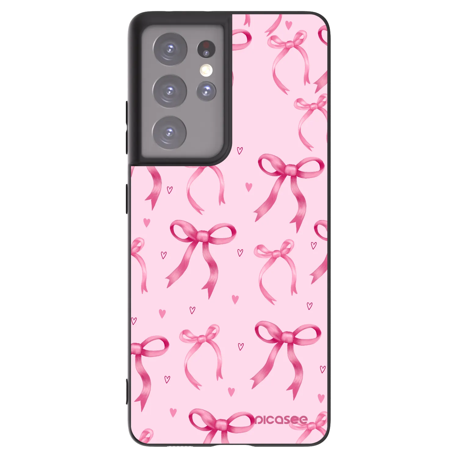 Picasee Μαύρη θήκη σιλικόνης για Samsung Galaxy S21 Ultra 5G G998B - Bow Aesthetic