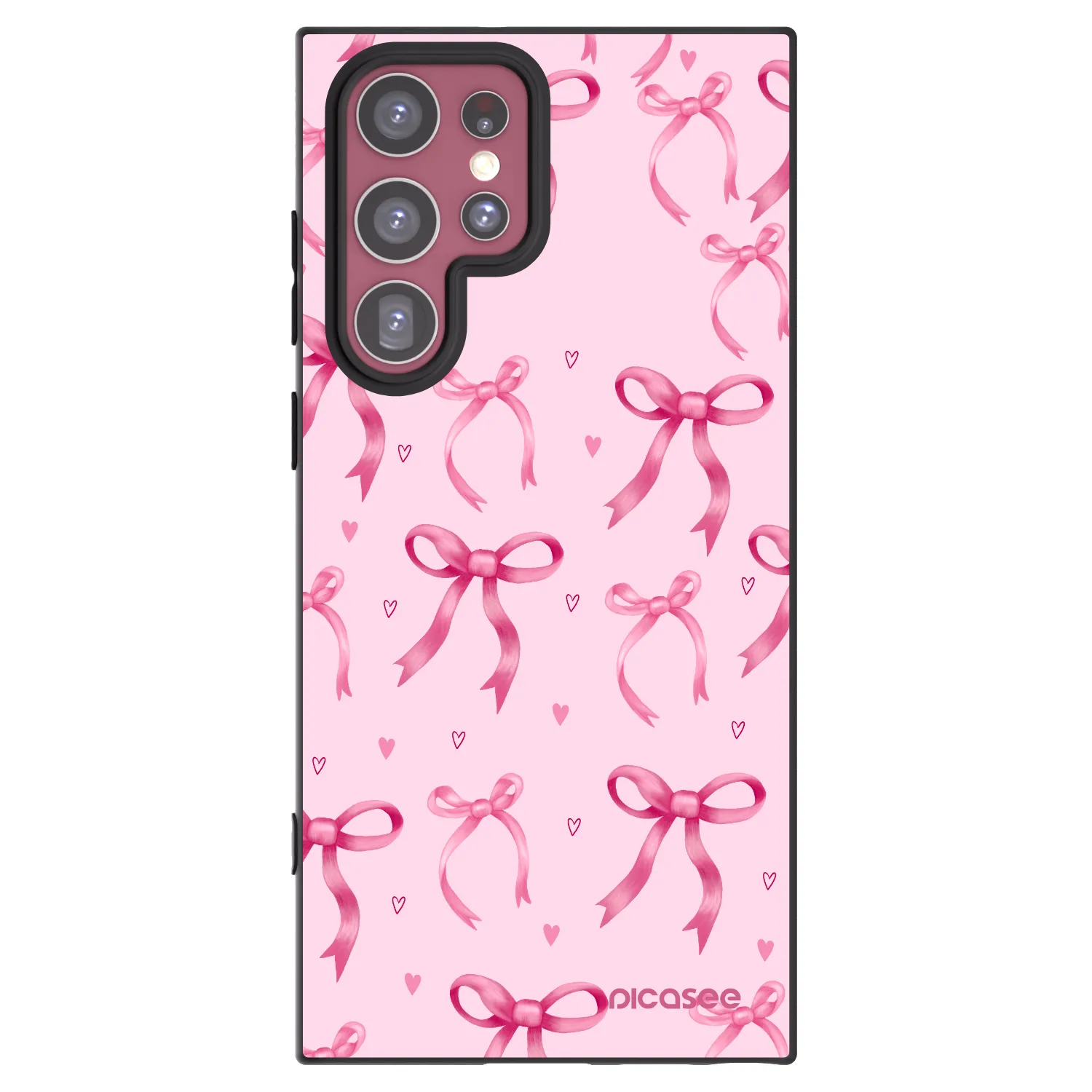 Picasee Μαύρη θήκη σιλικόνης για Samsung Galaxy S22 Ultra 5G - Bow Aesthetic