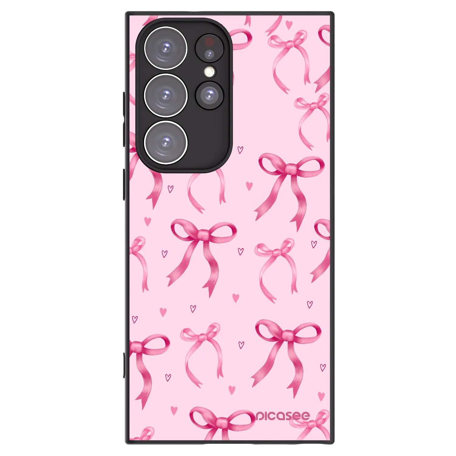 Picasee Μαύρη θήκη σιλικόνης για Samsung Galaxy S23 Ultra 5G - Bow Aesthetic