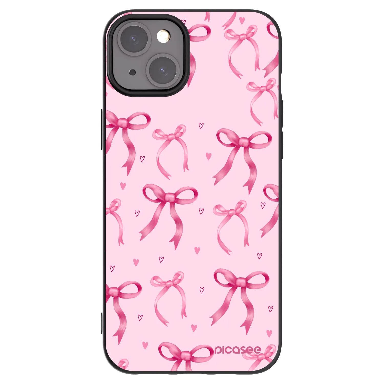 Picasee Μαύρη θήκη σιλικόνης για Apple iPhone 15 Plus - Bow Aesthetic