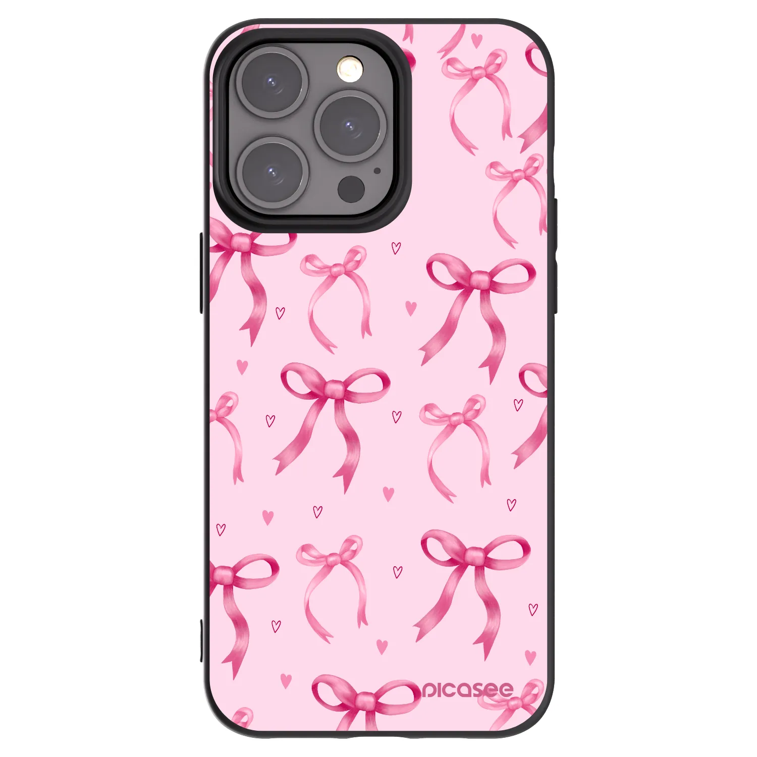 Picasee Μαύρη θήκη σιλικόνης για Apple iPhone 15 Pro Max - Bow Aesthetic
