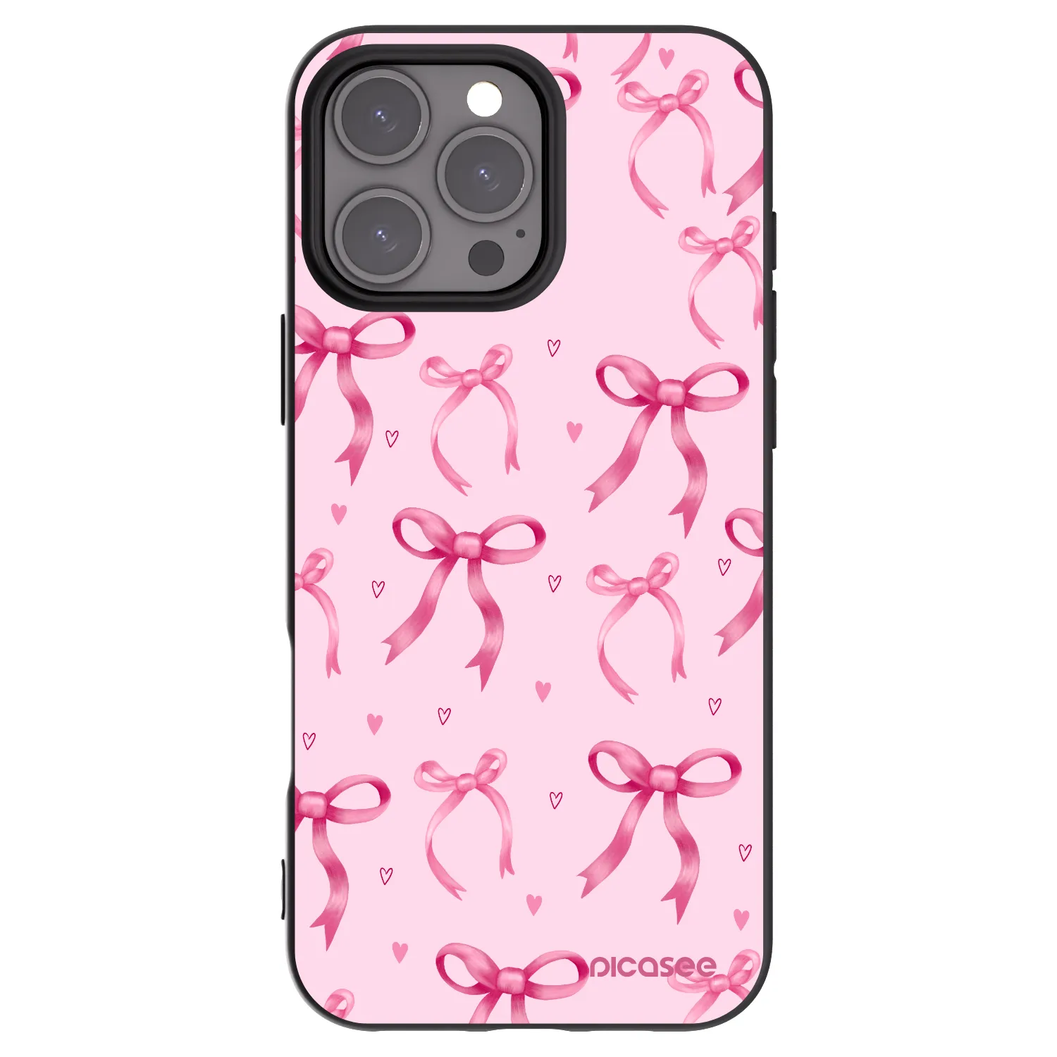 Picasee Μαύρη θήκη σιλικόνης για Apple iPhone 16 Pro Max - Bow Aesthetic