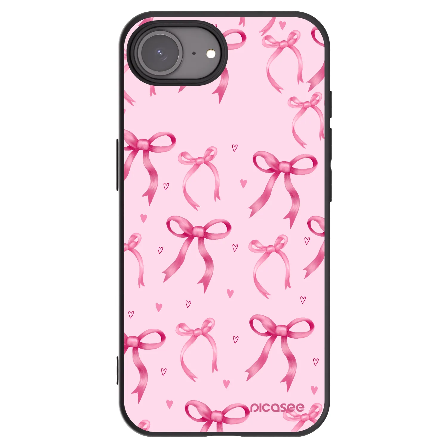 Picasee Μαύρη θήκη σιλικόνης για Apple iPhone 16e - Bow Aesthetic