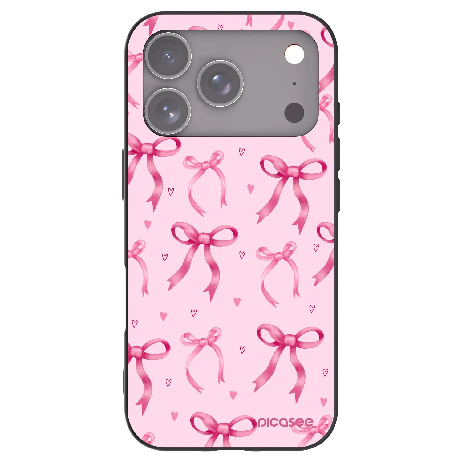 Picasee Μαύρη θήκη σιλικόνης για Apple iPhone 17 Pro - Bow Aesthetic