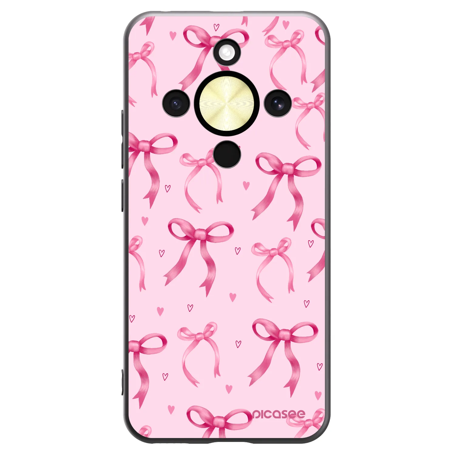 Picasee Μαύρη θήκη σιλικόνης για Honor Magic8 Lite 5G - Bow Aesthetic