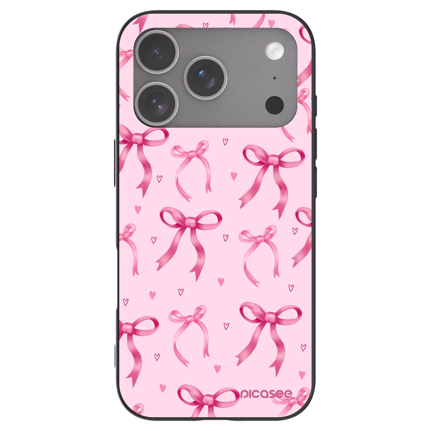 Picasee Μαύρη θήκη σιλικόνης για Apple iPhone 18 Pro - Bow Aesthetic