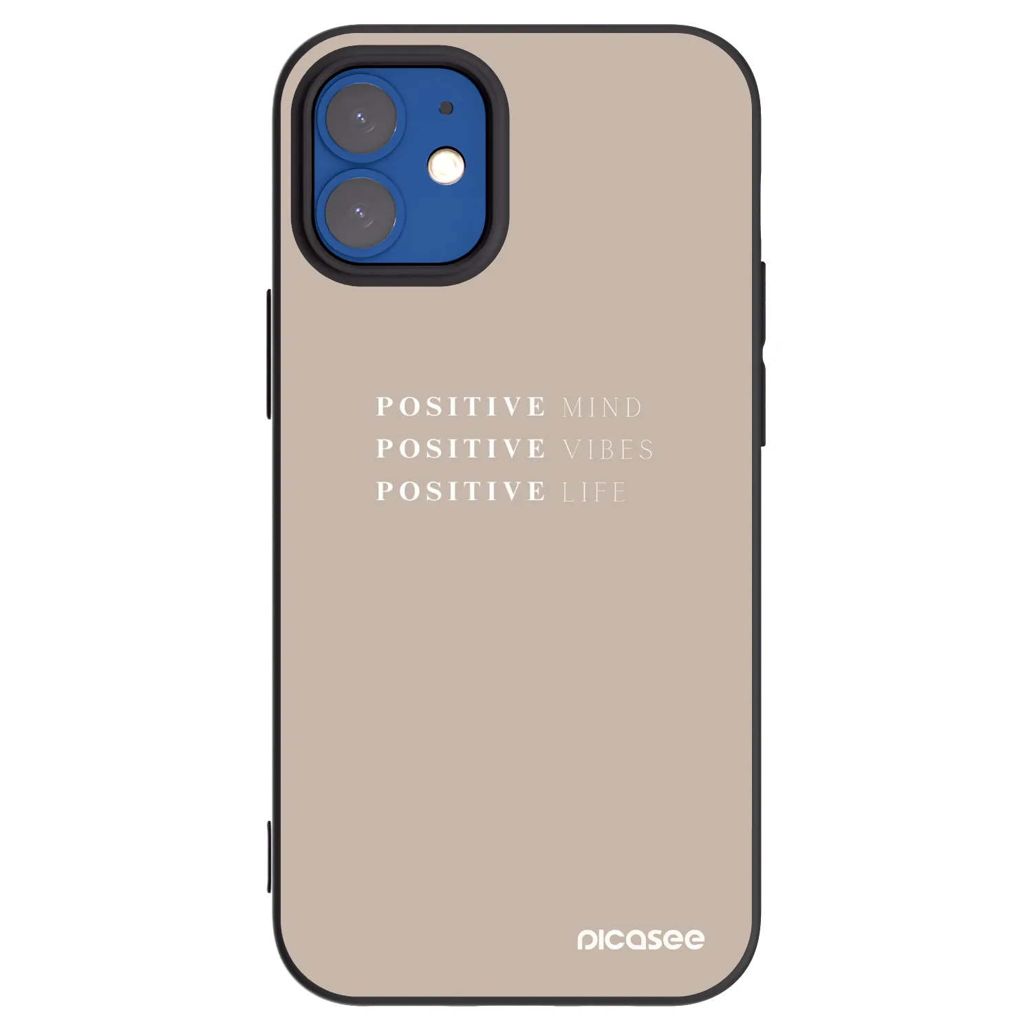 Picasee Μαύρη θήκη σιλικόνης για Apple iPhone 12 mini - Positive Vibes