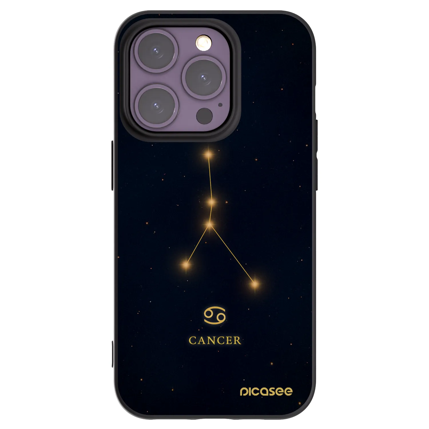 Picasee Μαύρη θήκη σιλικόνης για Apple iPhone 14 Pro - CANCER