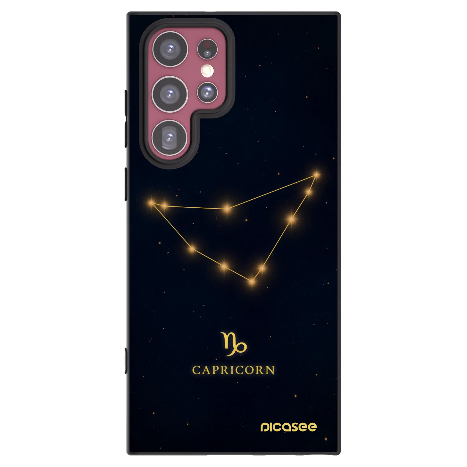 Picasee Μαύρη θήκη σιλικόνης για Samsung Galaxy S22 Ultra 5G - CAPRICORN