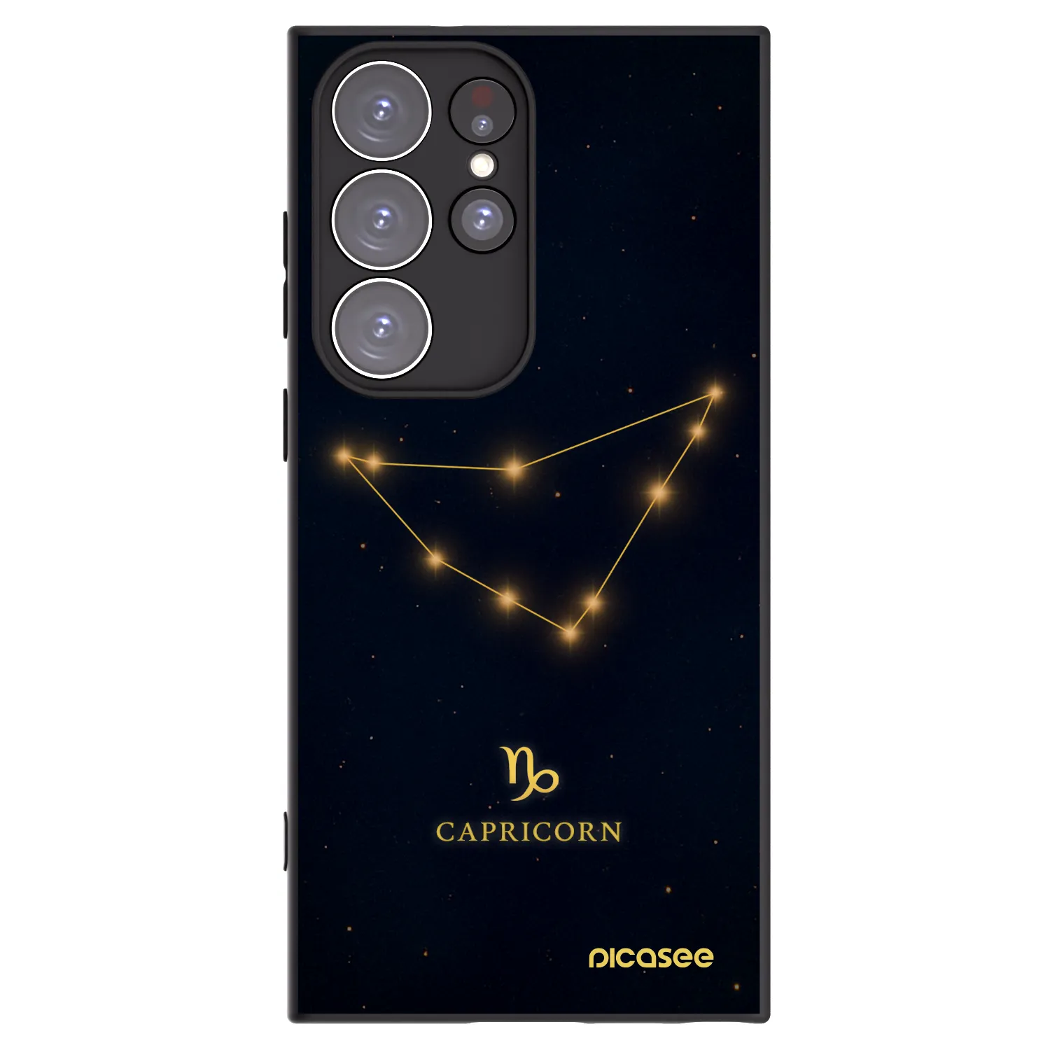 Picasee Μαύρη θήκη σιλικόνης για Samsung Galaxy S23 Ultra 5G - CAPRICORN