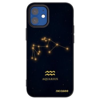 Picasee Μαύρη θήκη σιλικόνης για Apple iPhone 12 mini - AQUARIUS