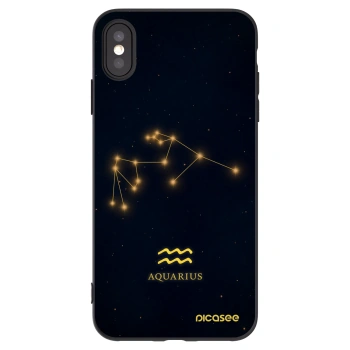 Picasee Μαύρη θήκη σιλικόνης για Apple iPhone XS Max - AQUARIUS