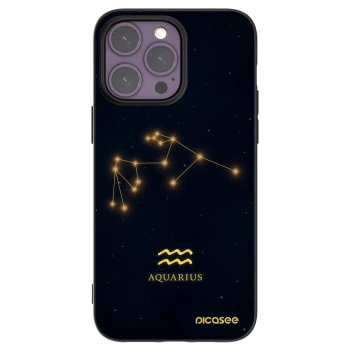Picasee Μαύρη θήκη σιλικόνης για Apple iPhone 14 Pro Max - AQUARIUS