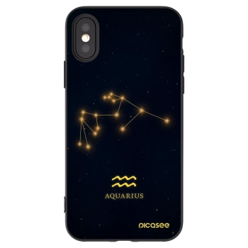 Picasee Μαύρη θήκη σιλικόνης για Apple iPhone X/XS - AQUARIUS