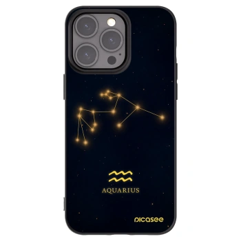Picasee Μαύρη θήκη σιλικόνης για Apple iPhone 15 Pro Max - AQUARIUS