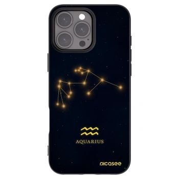 Picasee Μαύρη θήκη σιλικόνης για Apple iPhone 16 Pro Max - AQUARIUS