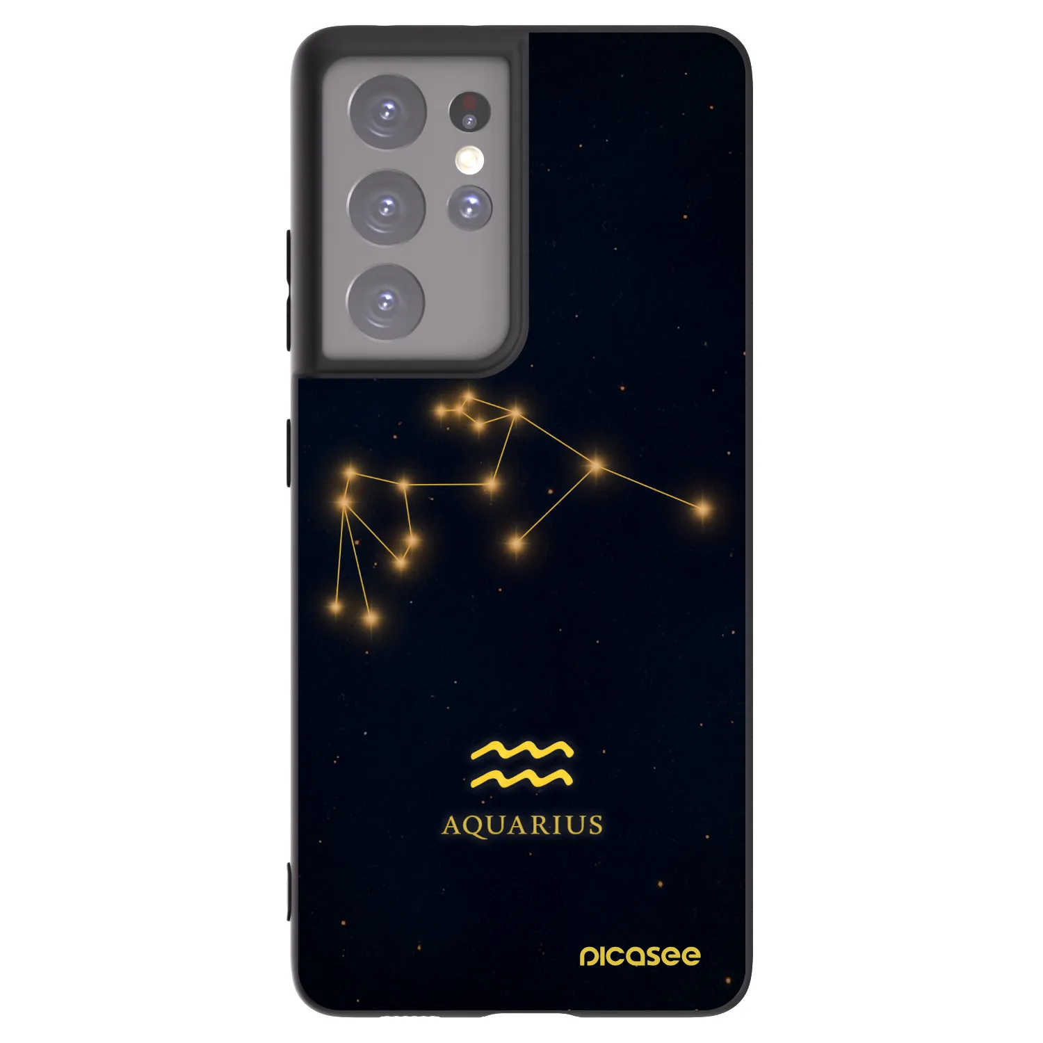 Picasee Μαύρη θήκη σιλικόνης για Samsung Galaxy S21 Ultra 5G G998B - AQUARIUS
