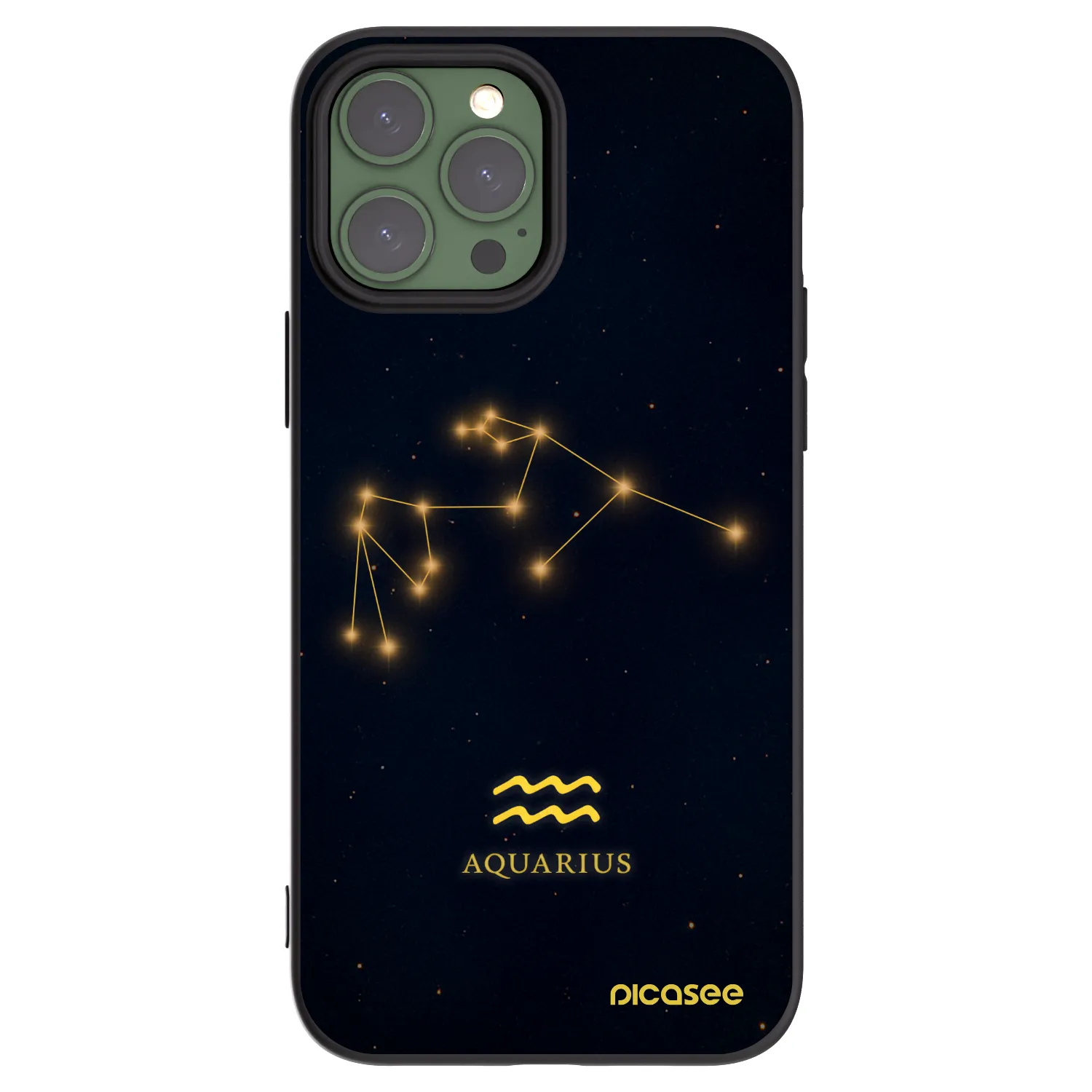 Picasee Μαύρη θήκη σιλικόνης για Apple iPhone 13 Pro Max - AQUARIUS