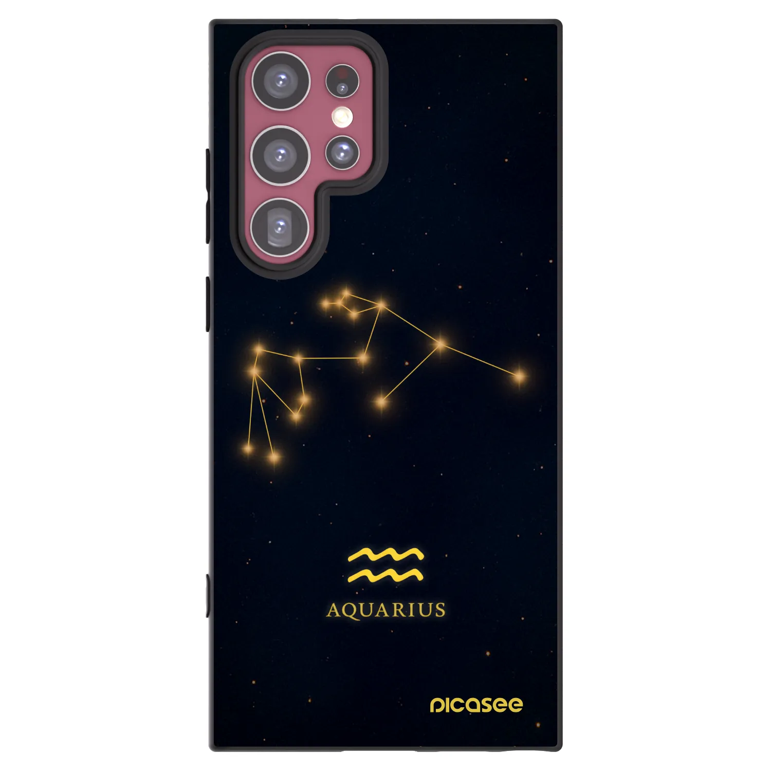 Picasee Μαύρη θήκη σιλικόνης για Samsung Galaxy S22 Ultra 5G - AQUARIUS