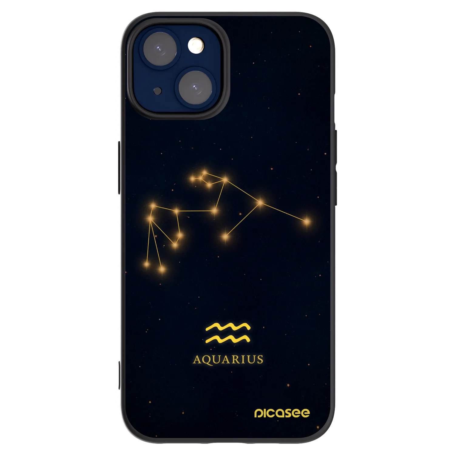 Picasee Μαύρη θήκη σιλικόνης για Apple iPhone 14 - AQUARIUS