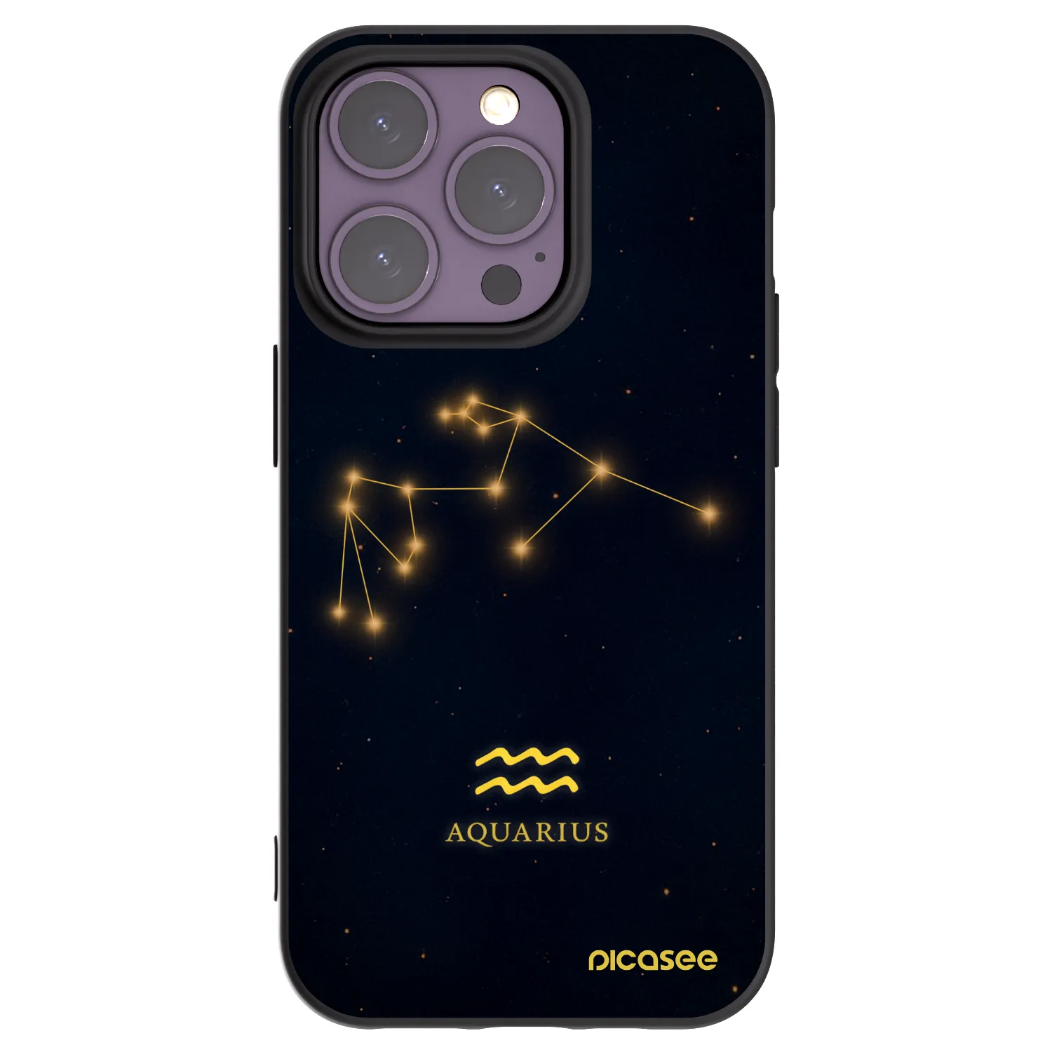 Picasee Μαύρη θήκη σιλικόνης για Apple iPhone 14 Pro - AQUARIUS