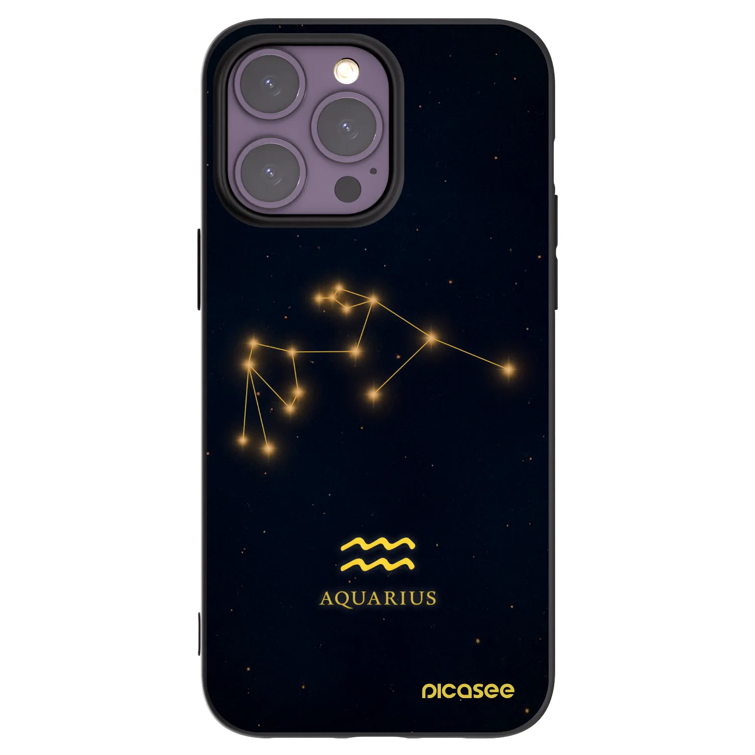 Picasee Μαύρη θήκη σιλικόνης για Apple iPhone 14 Pro Max - AQUARIUS