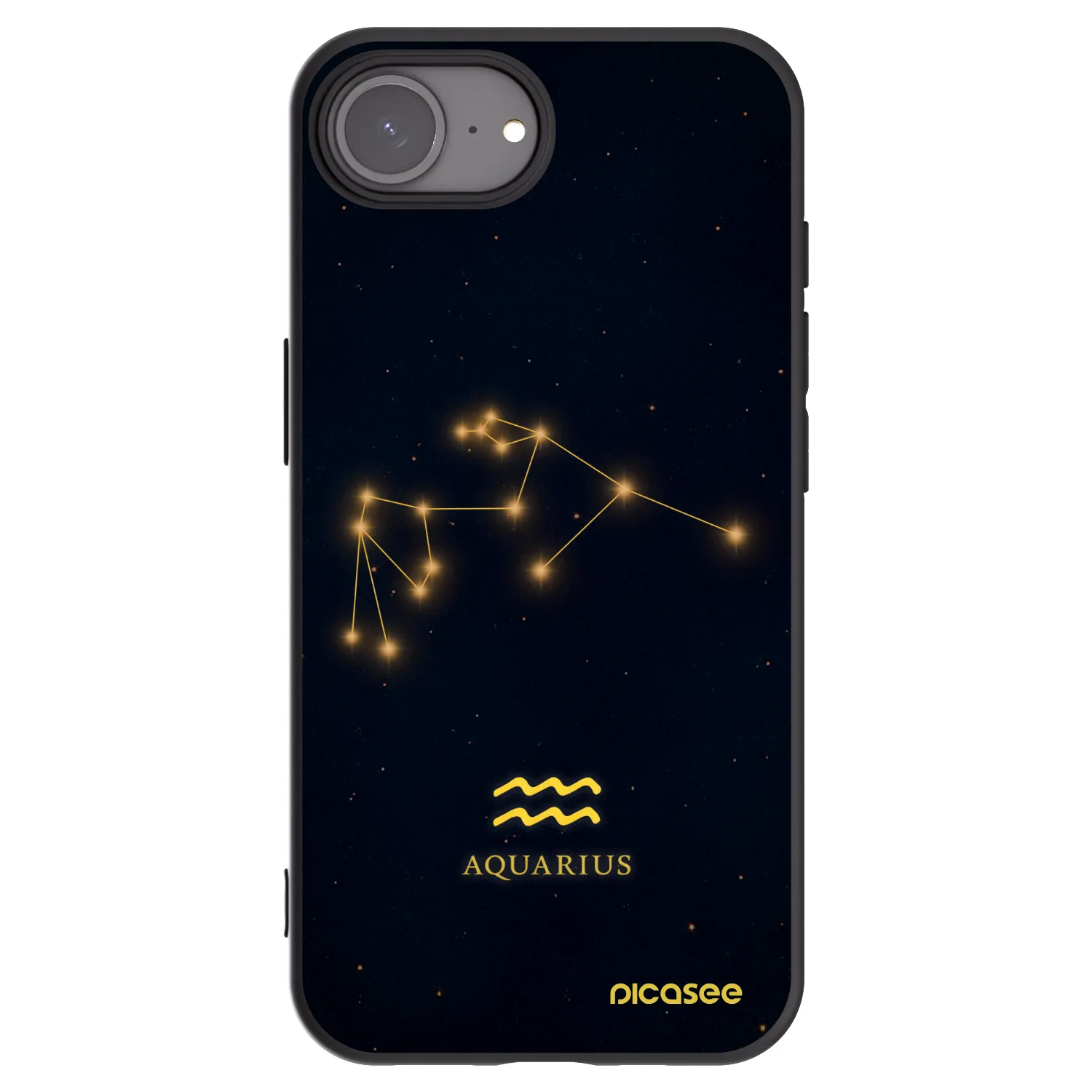 Picasee Μαύρη θήκη σιλικόνης για Apple iPhone 16e - AQUARIUS