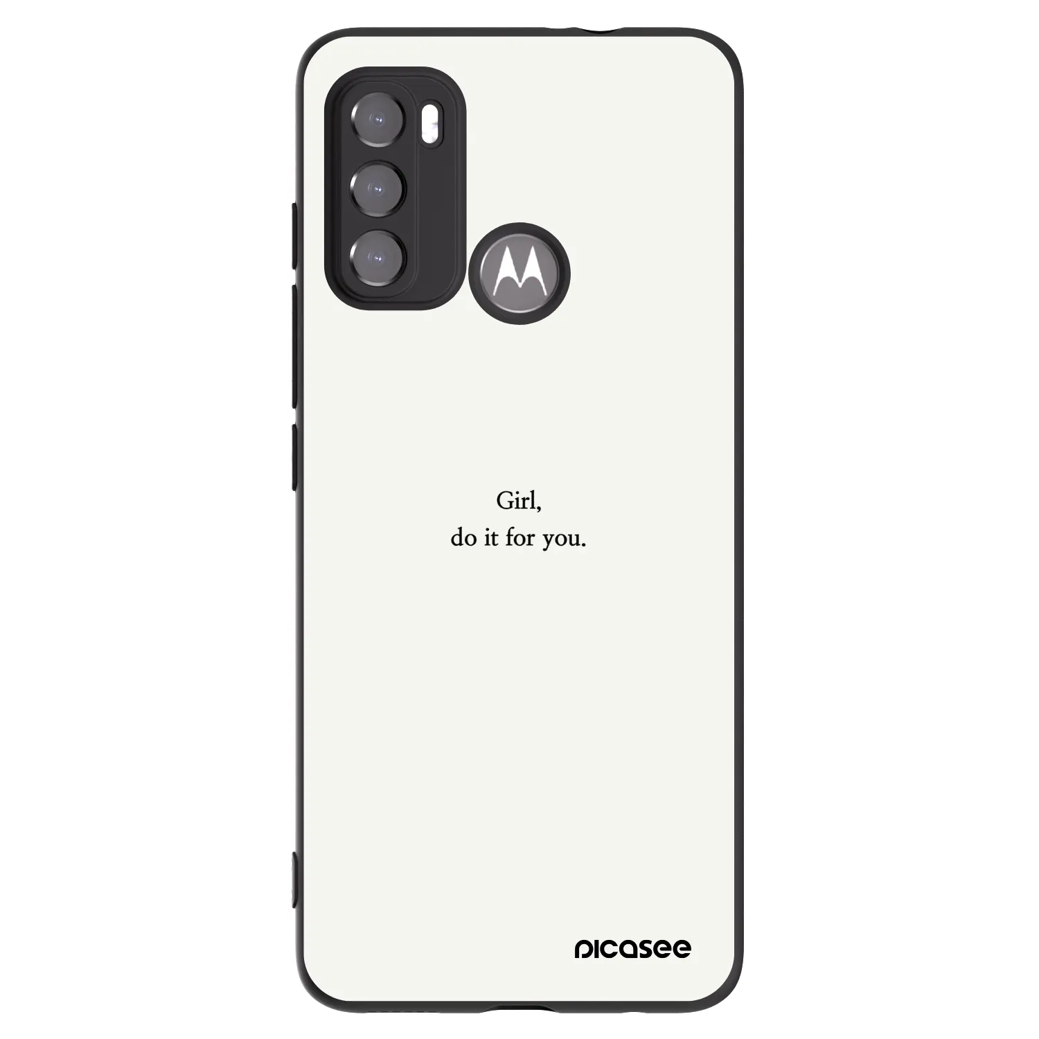 Picasee Μαύρη θήκη σιλικόνης για Motorola Moto G60 - Girl, do it for you