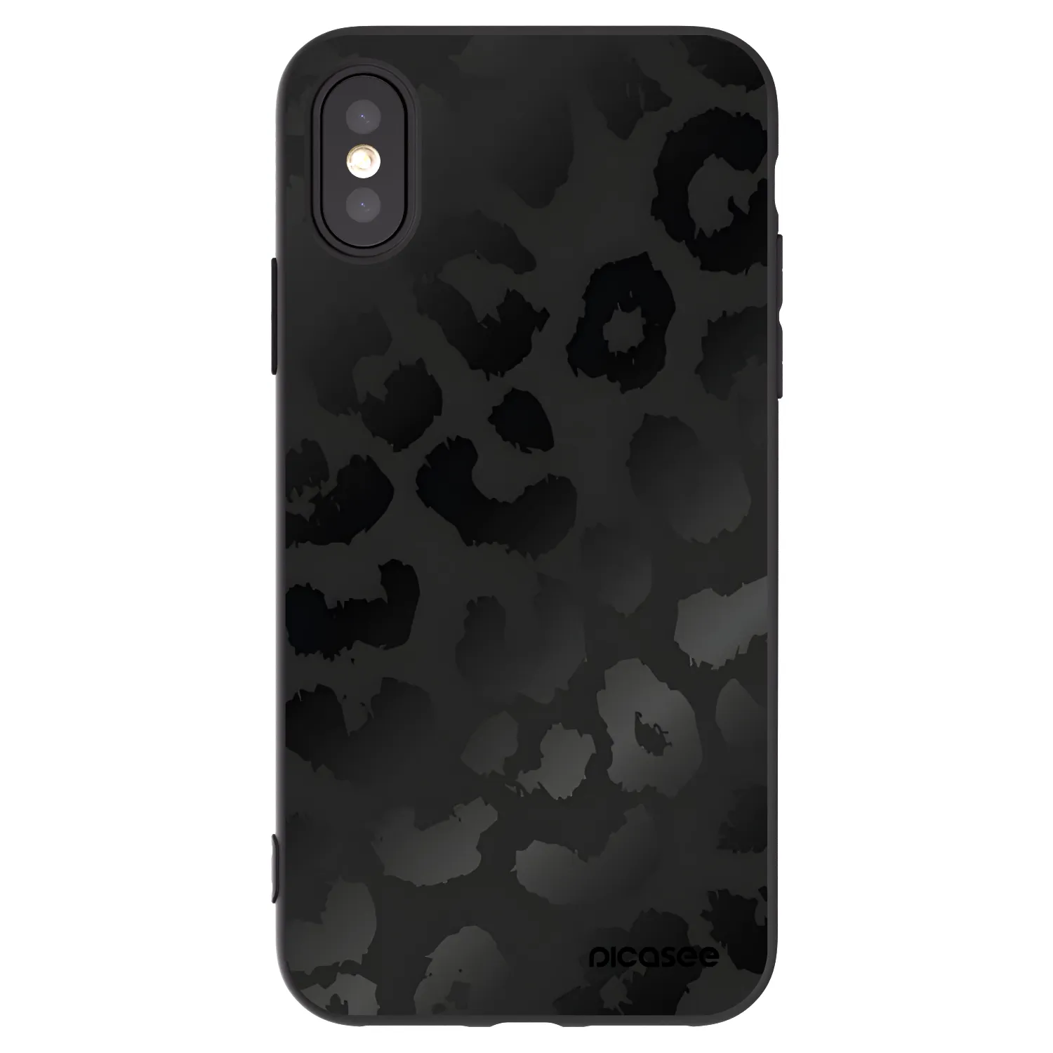Picasee Μαύρη θήκη σιλικόνης για Apple iPhone X/XS - Midnight Leopard