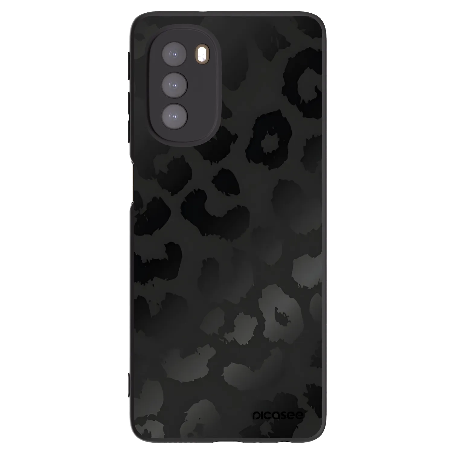 Picasee Μαύρη θήκη σιλικόνης για Motorola Moto G51 - Midnight Leopard