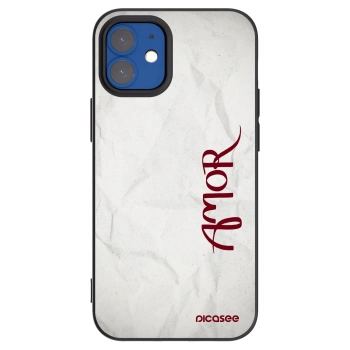 Picasee Μαύρη θήκη σιλικόνης για Apple iPhone 12 mini - Amor