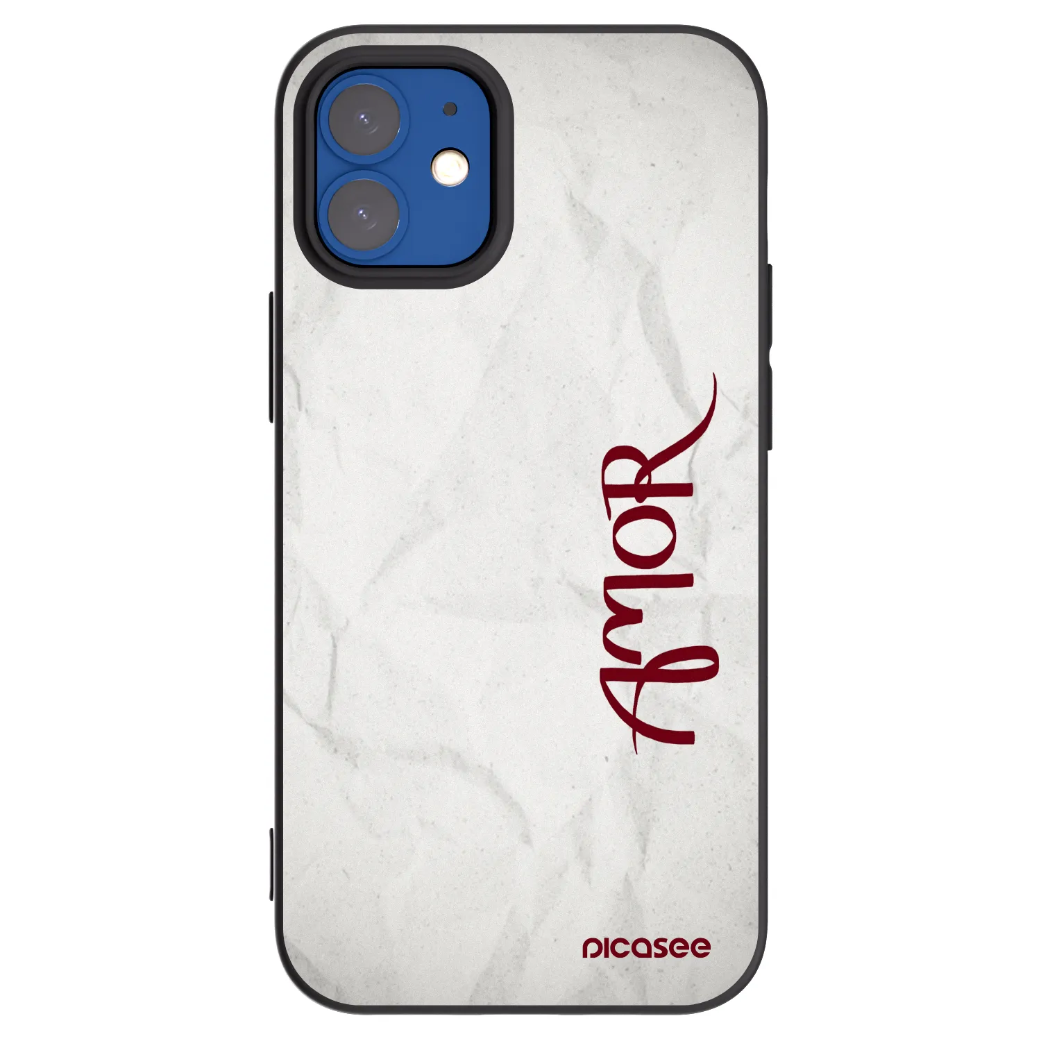 Picasee Μαύρη θήκη σιλικόνης για Apple iPhone 12 mini - Amor