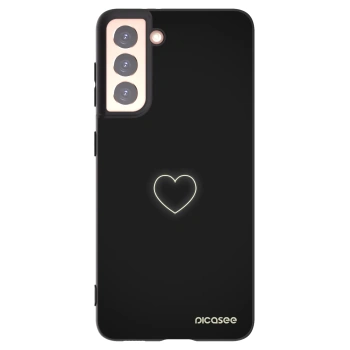 Picasee Μαύρη θήκη σιλικόνης για Samsung Galaxy S21 5G G991B - Heart