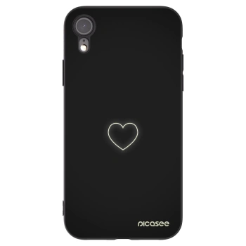 Picasee Μαύρη θήκη σιλικόνης για Apple iPhone XR - Heart