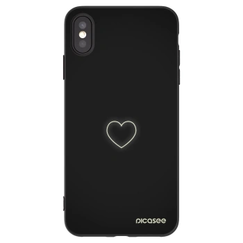 Picasee Μαύρη θήκη σιλικόνης για Apple iPhone XS Max - Heart