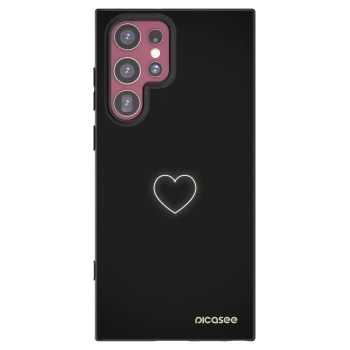Picasee Μαύρη θήκη σιλικόνης για Samsung Galaxy S22 Ultra 5G - Heart