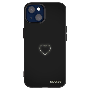 Picasee Μαύρη θήκη σιλικόνης για Apple iPhone 14 - Heart
