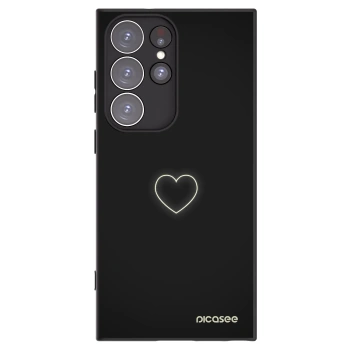 Picasee Μαύρη θήκη σιλικόνης για Samsung Galaxy S23 Ultra 5G - Heart