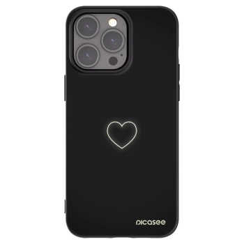 Picasee Μαύρη θήκη σιλικόνης για Apple iPhone 15 Pro Max - Heart