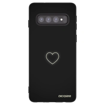 Picasee Μαύρη θήκη σιλικόνης για Samsung Galaxy S10 G973 - Heart